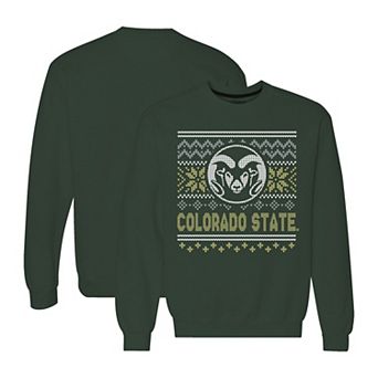 Men's Green Colorado State Rams Holiday Fleece Crewneck Sweatshirt
