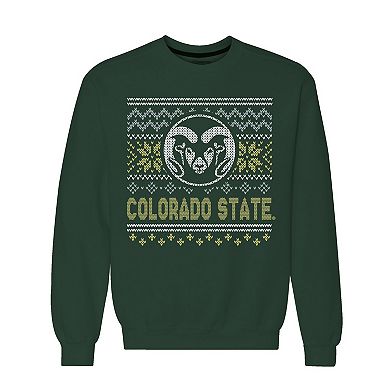 Men's Green Colorado State Rams Holiday Fleece Crewneck Sweatshirt