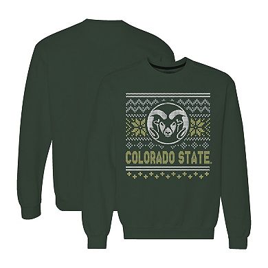 Men's Green Colorado State Rams Holiday Fleece Crewneck Sweatshirt