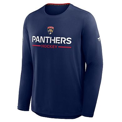 Men's Fanatics Navy Florida Panthers Authentic Pro Rink Tech Long Sleeve T-Shirt