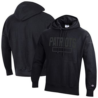 Men's Champion Black New England Patriots Tonal Reverse Weave Fleece Hoodie