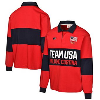 Men's Outerstuff Red Team USA Milano Cortina 2026 Winter Olympics Long Sleeve Rugby T-Shirt