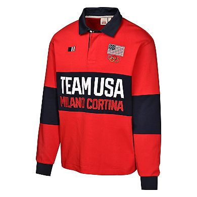 Men's Outerstuff Red Team USA Milano Cortina 2026 Winter Olympics Long Sleeve Rugby T-Shirt