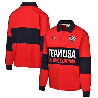 Men's Outerstuff Red Team USA Milano Cortina 2026 Winter Olympics Long Sleeve Rugby T-Shirt