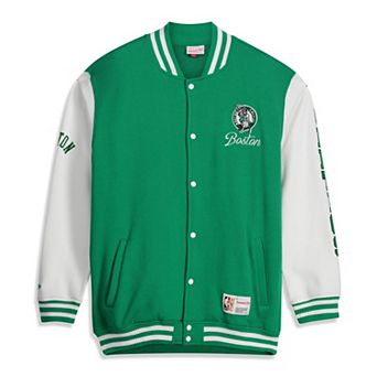 Men's Mitchell & Ness Kelly Green Boston Celtics Big & Tall Hardwood Classics Full-Snap Varsity Jacket