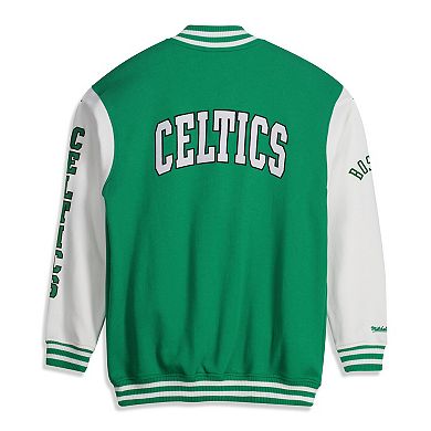 Men's Mitchell & Ness Kelly Green Boston Celtics Big & Tall Hardwood Classics Full-Snap Varsity Jacket