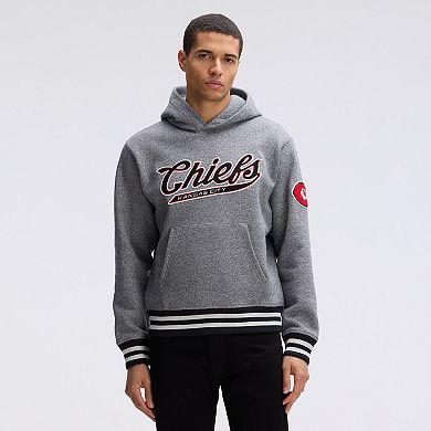 Fanatics Athletic Heather Gray Kansas City Chiefs IconicFleece Tipped Hoodie