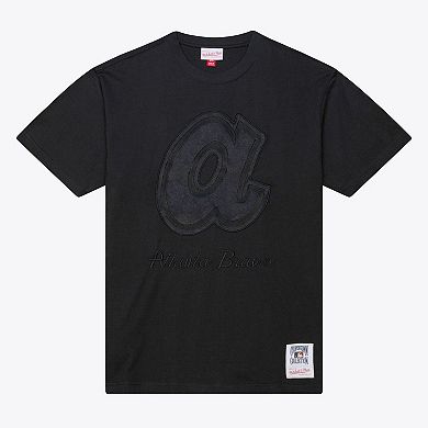 Men Mitchell & Ness Black Atlanta Braves Cooperstown Collection Phantom T-Shirt
