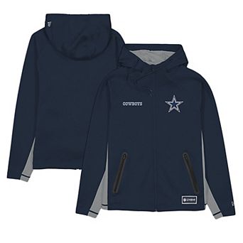 Men's New Era Navy Dallas Cowboys Combine Authentic Raglan Scuba Full-Zip Hoodie