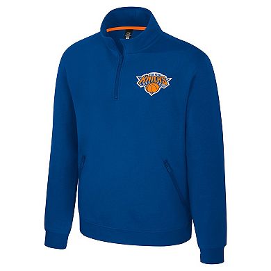 Unisex Stadium Essentials Blue New York Knicks Varsity Trainer Quarter-Zip Pullover