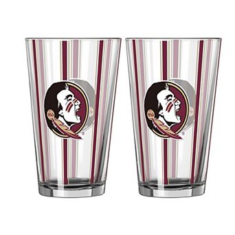 Logo Brands Florida State Seminoles Two-Piece 16oz. Striped Pint Glass Set