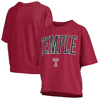 Women's Pressbox Crimson Temple Owls Nelson T-Shirt