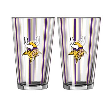 Logo Brands Minnesota Vikings Two-Piece 16oz. Striped Pint Glass Set
