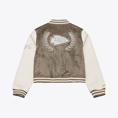 Women's Mitchell & Ness Tan Kansas City Chiefs Full-Snap Varsity Jacket