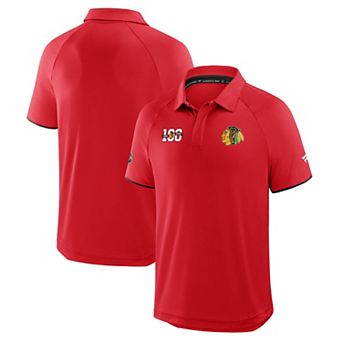 Men's Fanatics Red Chicago Blackhawks Authentic Pro Rink Centennial Raglan Polo