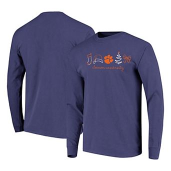 Women's Purple Clemson Tigers Christmas Elements Comfort Colors Long Sleeve T-Shirt