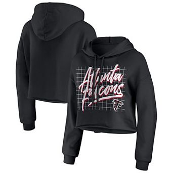 Women's WEAR by Erin Andrews Black Atlanta Falcons Domestic Cropped Pullover Hoodie
