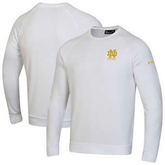 Men's Under Armour White Notre Dame Fighting Irish Metallic Rival Fleece Crewneck Sweatshirt