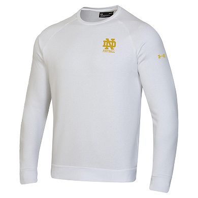 Men's Under Armour White Notre Dame Fighting Irish Metallic Rival Fleece Crewneck Sweatshirt