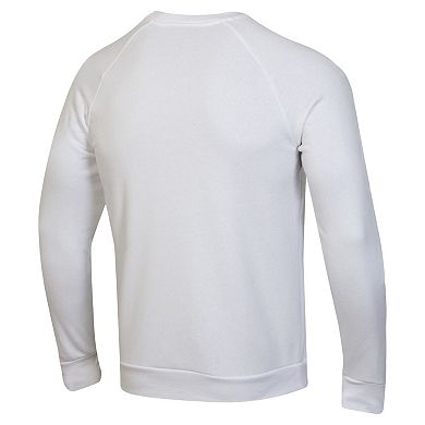 Men's Under Armour White Notre Dame Fighting Irish Metallic Rival Fleece Crewneck Sweatshirt