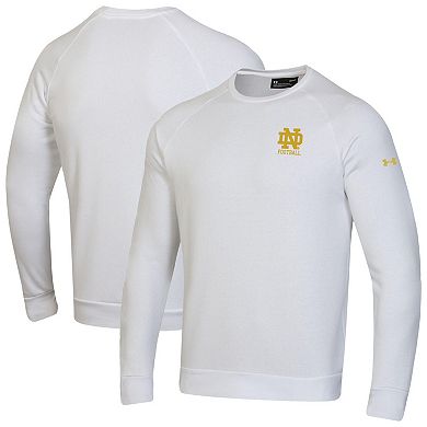 Men's Under Armour White Notre Dame Fighting Irish Metallic Rival Fleece Crewneck Sweatshirt