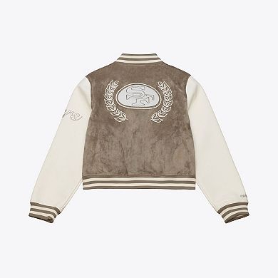 Women's Mitchell & Ness Tan San Francisco 49ers Full-Snap Varsity Jacket