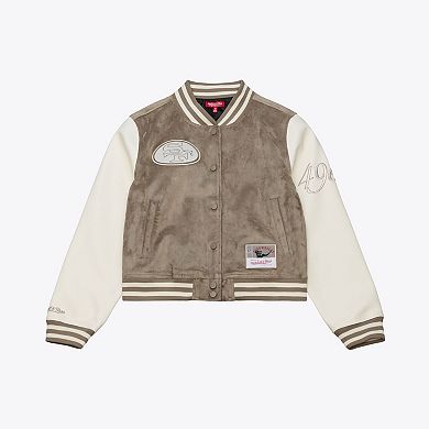 Women's Mitchell & Ness Tan San Francisco 49ers Full-Snap Varsity Jacket