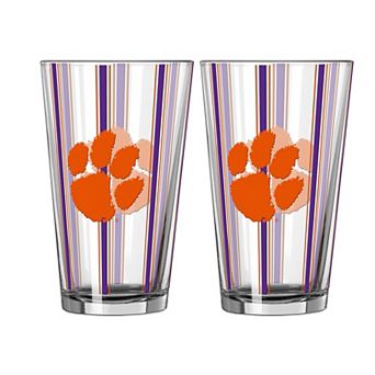 Logo Brands Clemson Tigers Two-Piece 16oz. Striped Pint Glass Set