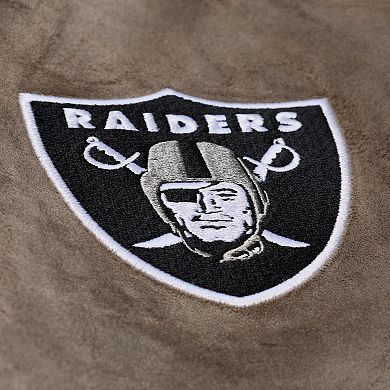 Women's Mitchell & Ness Tan Oakland Raiders Full-Snap Varsity Jacket