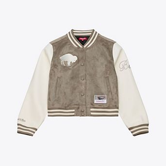 Women's Mitchell & Ness Tan Buffalo Bills Full-Snap Varsity Jacket