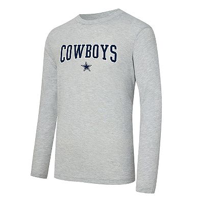 Men's Concepts Sport Navy/Heather Gray Dallas Cowboys Regulate Long Sleeve T-Shirt and Plaid Pant Set