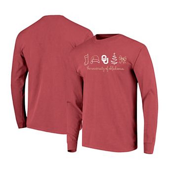 Women's Crimson Oklahoma Sooners Christmas Elements Comfort Colors Long Sleeve T-Shirt