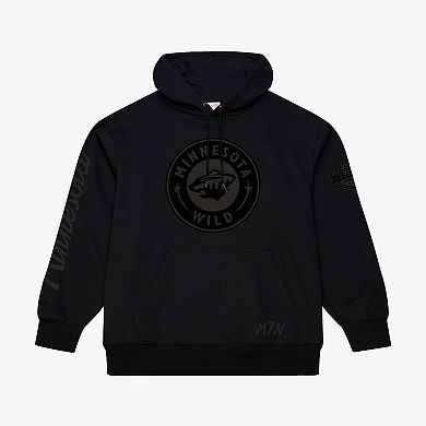 Men's Mitchell & Ness Black Minnesota Wild Phantom Fleece Hoodie