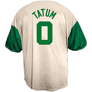 Men's Fanatics Jayson Tatum Cream Boston Celtics Baseball Jersey