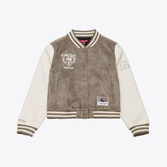 Women's Mitchell & Ness Tan Chicago Bears Full-Snap Varsity Jacket