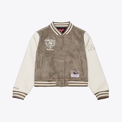 Women's Mitchell & Ness Tan Chicago Bears Full-Snap Varsity Jacket