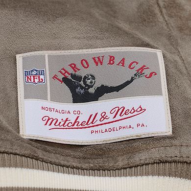 Women's Mitchell & Ness Tan Philadelphia Eagles Full-Snap Varsity Jacket