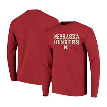 Women's Image One Scarlet Nebraska Huskers String Lights Comfort Color Long Sleeve T-Shirt