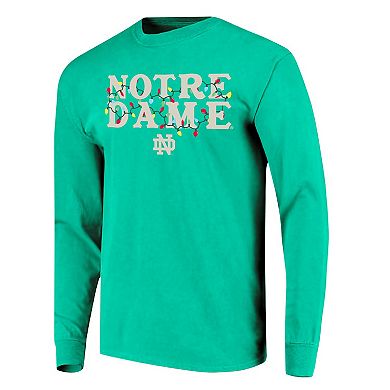 Women's Image One Kelly Green Notre Dame Fighting Irish String Lights Comfort Color Long Sleeve T-Shirt