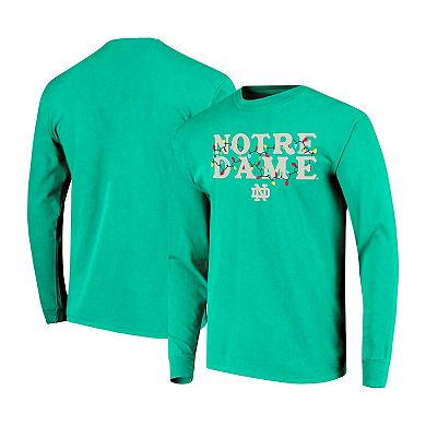 Women's Image One Kelly Green Notre Dame Fighting Irish String Lights Comfort Color Long Sleeve T-Shirt