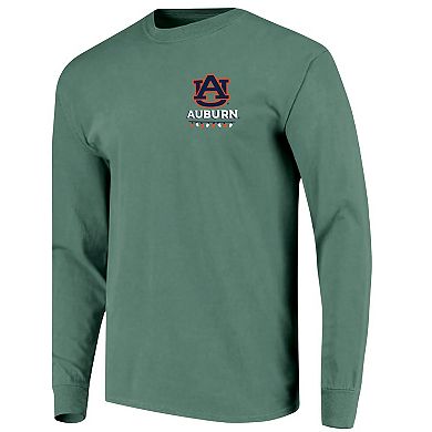 Men's Green Auburn Tigers Comfort Colors Merry Christmas Tree Long Sleeve T-Shirt