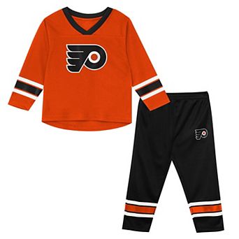Preschool Outerstuff Orange/Black Philadelphia Flyers Denting the Net Long Sleeve T-Shirt and Pants Set