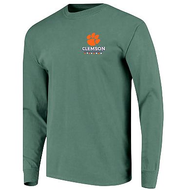 Men's Green Clemson Tigers Comfort Colors Merry Christmas Tree Long Sleeve T-Shirt