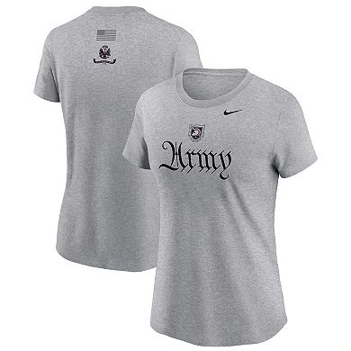 Women's Nike Gray Army Black Knights Army 250 Collection Rivalry Script T-Shirt