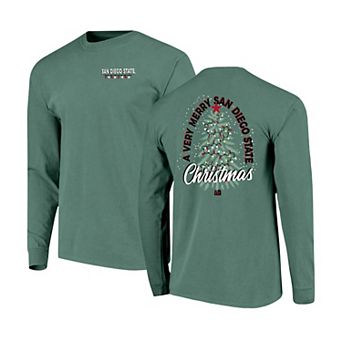 Men's Image One Light Green San Diego State Aztecs Holiday Long Sleeve T-Shirt