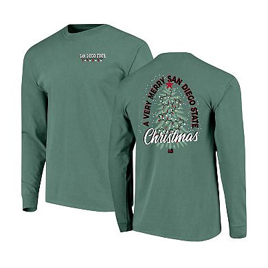 Men's Image One Light Green San Diego State Aztecs Holiday Long Sleeve T-Shirt