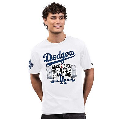 Men's Starter White Los Angeles Dodgers Back-to-Back World Series Champions Prime Time T-Shirt