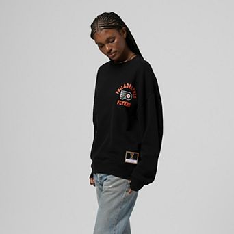 Women's Mitchell & Ness Black Philadelphia Flyers Vintage Crewneck Sweatshirt