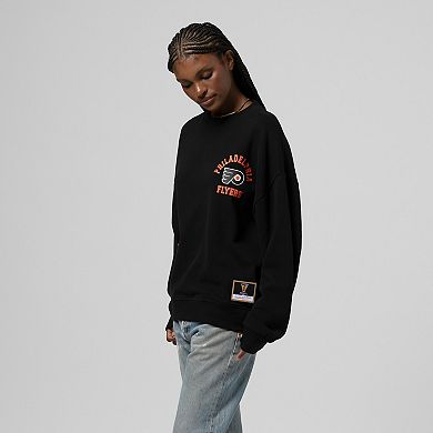 Women's Mitchell & Ness Black Philadelphia Flyers Vintage Crewneck Sweatshirt
