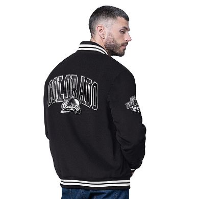 Men's Starter Black Colorado Avalanche Blackout Varsity Jacket